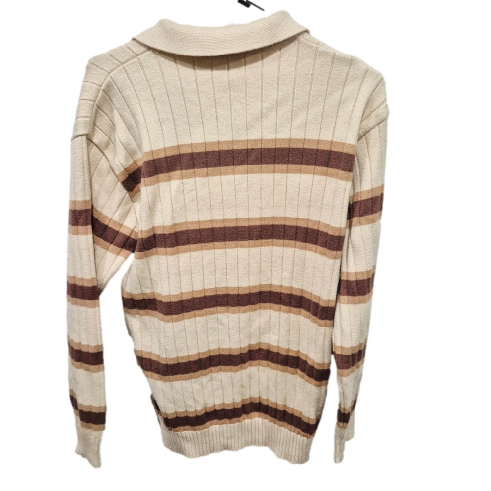 Polo Ralph Lauren Men's Ribbed Striped Rugby Polo Sweater Size Large - Picture 2 of 6